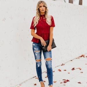 Romanticism Lace Peplum Top